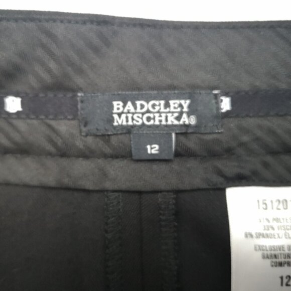 Badgley Mischka Ladies Size 12 Black Narrow Legs with Slits Black Pants - Picture 3 of 12